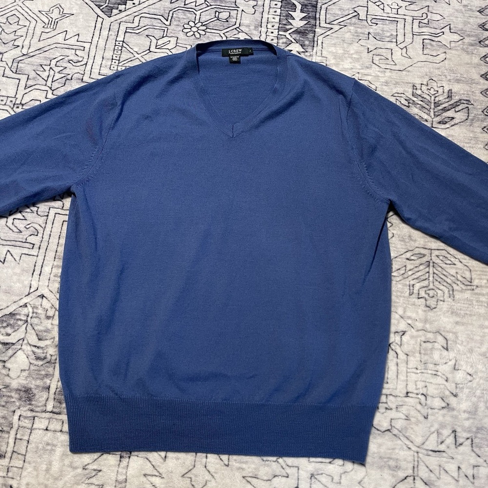 J. Crew Light Cashmere Blue V-Neck Sweater Large L